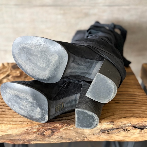 Free people Women's Paradiso  Black Suede Wrap Knee-High Boots - Picture 7 of 8